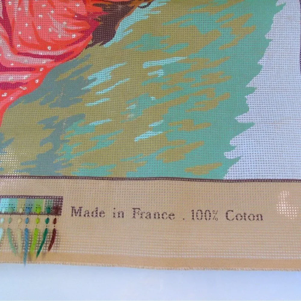 Vintage 1976 Needlework Canvas SPADEM Paris Girls Picking Flowers After Renoir